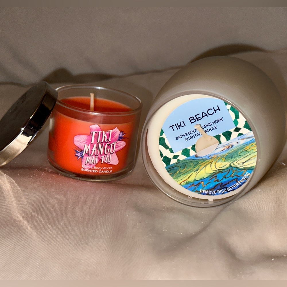 Bath and Body Works Tiki Mango Mai Tai & Tiki Beach Candles 2 for 1. 1.3 & 7 OZ